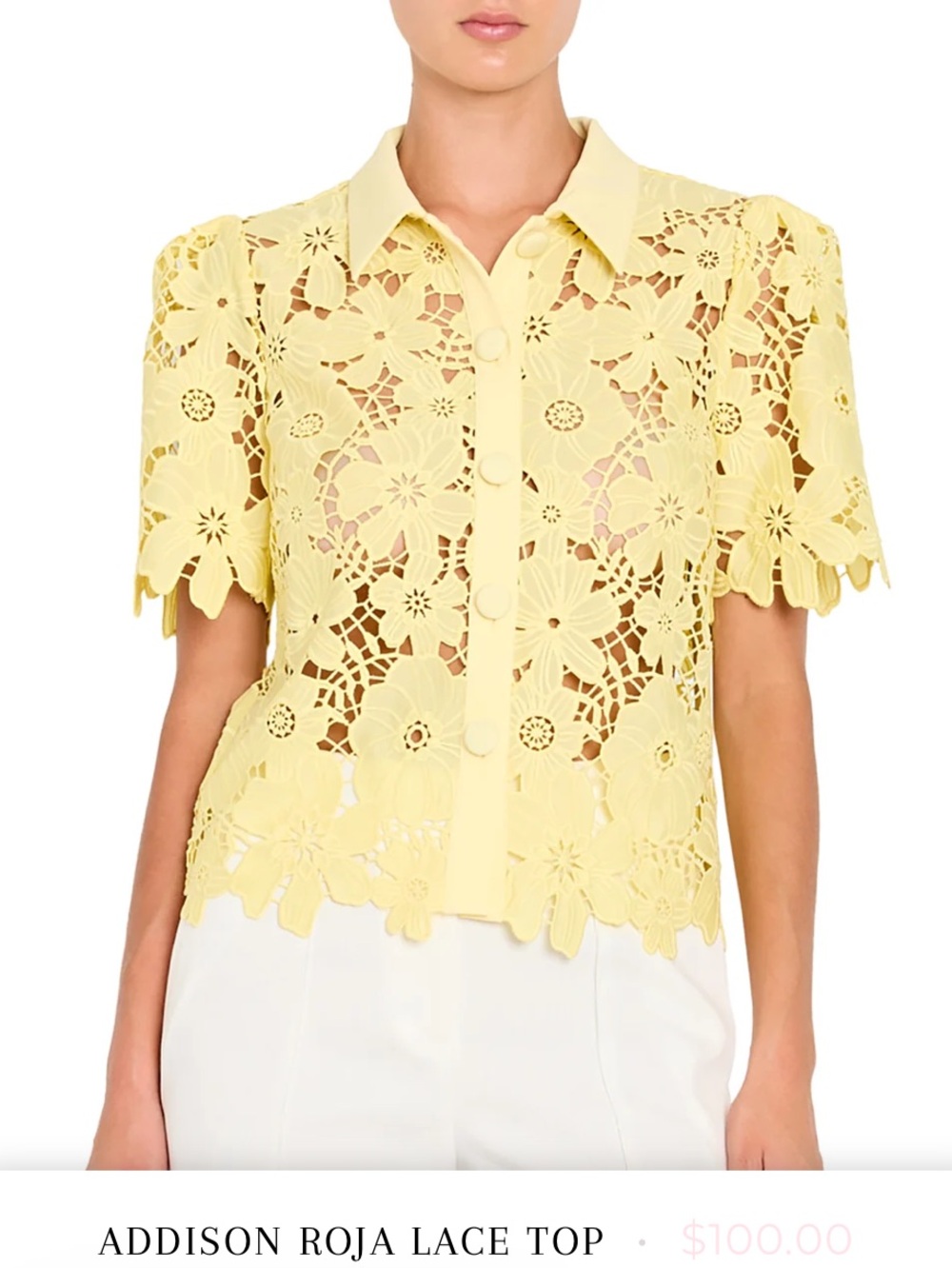 NWT Milly Addison Yellow Lace Top- size M